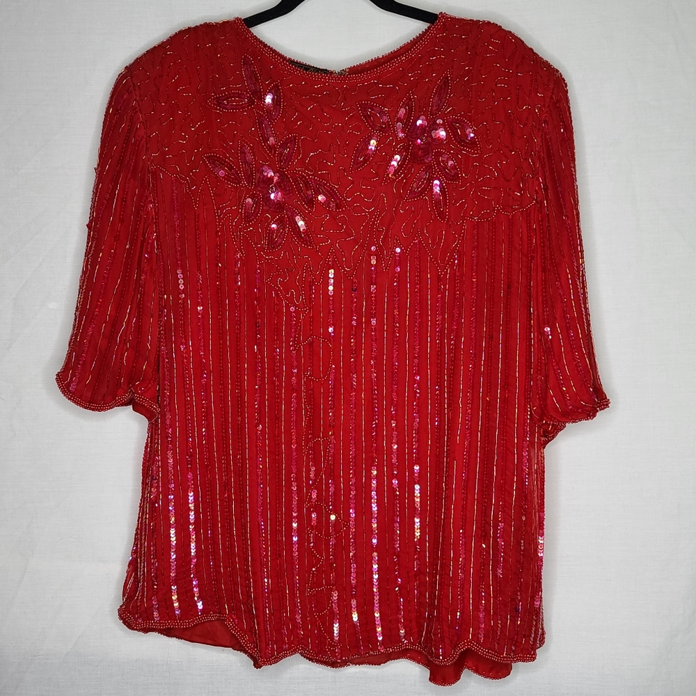 Vintage red beaded top